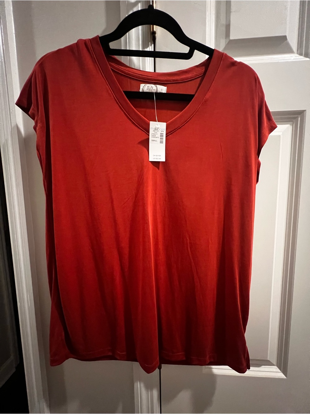 Maurices Women's V-Neck Short Sleeve Tee - Rust